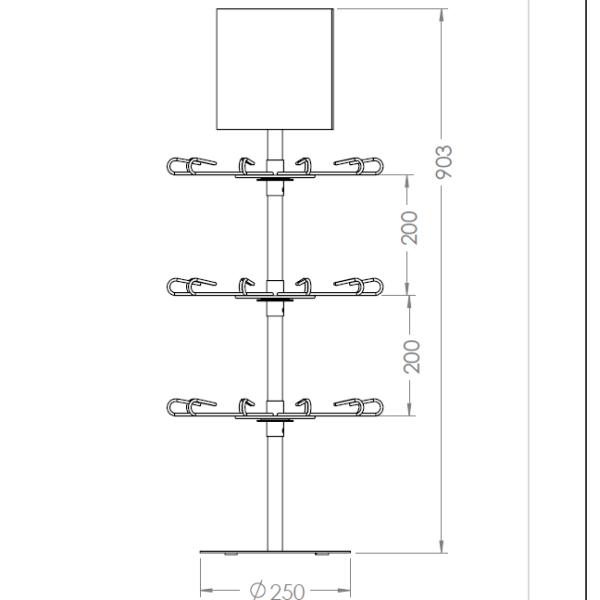 Keychains Steel Retail Store Fixtures 8 Hooks Per Tier For Supermarket