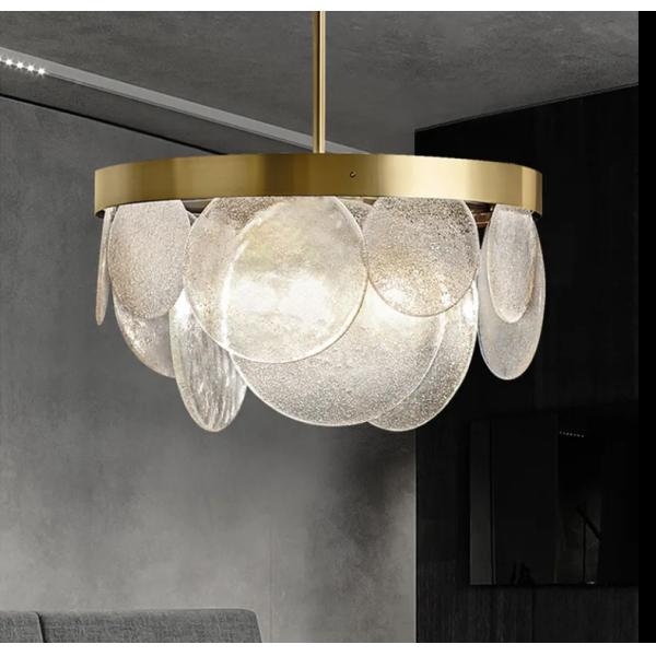 Vente en gros de lampes à suspension à LED rondes minimalistes modernes intérieures Décoration de restaurant lumières à goutte à goutte Nordique Luxe de verre Pendant Light