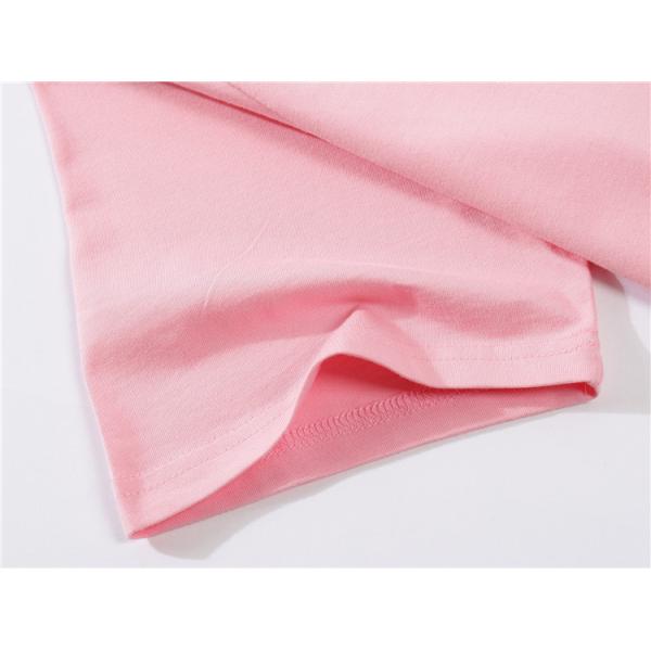 Pink Sublimation SGS Turtleneck Short Sleeve T Shirt 190g Washed Cotton