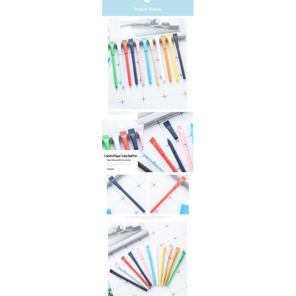 Colorful Paper Tube Creative Ball Pen Eco Friendly School Office Ball Pen Custom Logo