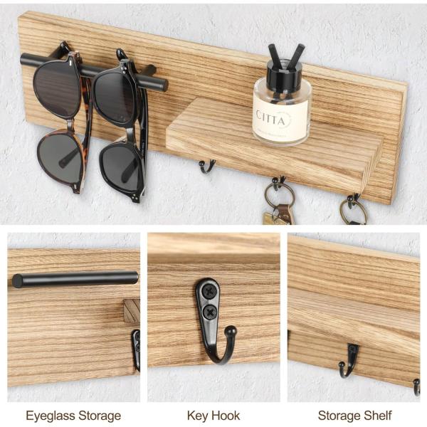Multifunction Wooden Key Hanger with Shelf and Hooks A Space-Saving Solution