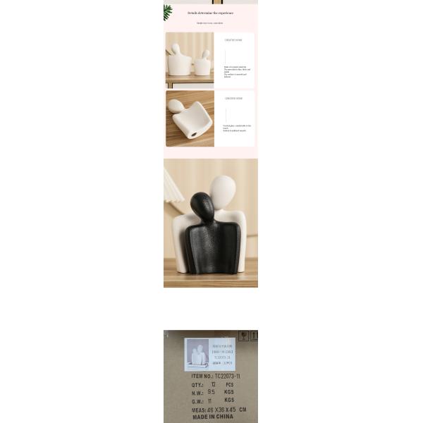 Elevate Your Space with Unique Bamboo Abstract Lovers Statue Ceramic Art Sculpture