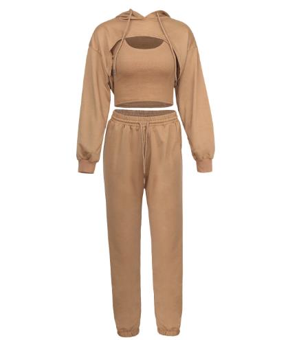 Жилет пальто Hoodie женщин производителя одежды небольшого количества свободный со спорт брюк Jogging 3 - костюм части