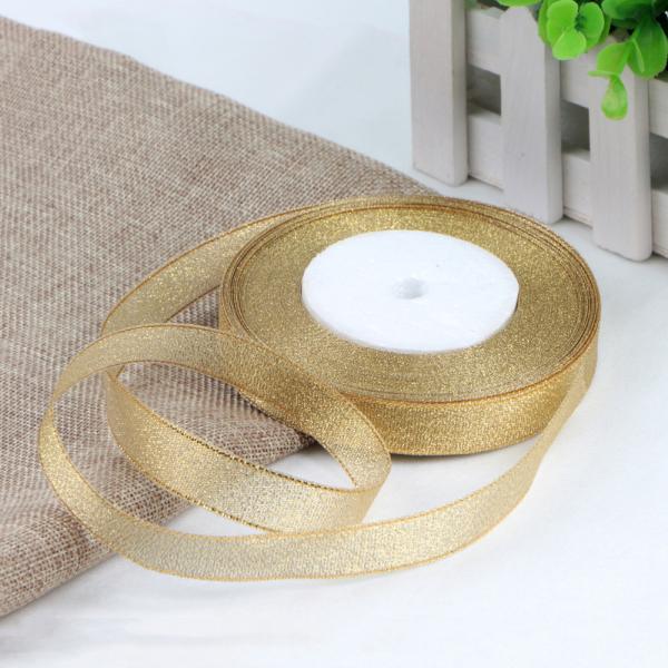 Fabric Type Satin Ribbons in Silver and Gold Glitter Metallic Perfect for Crafting