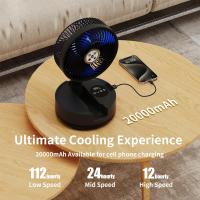 Ventilateur Socool 20000mAh Ventilateur Portable Super Wind Commande à distance Ventilateur de camping intérieur et extérieur Ventilateur étirable réglable 9e vitesse 8h Timing USB alimentation d'urgence Ventilateur pliable