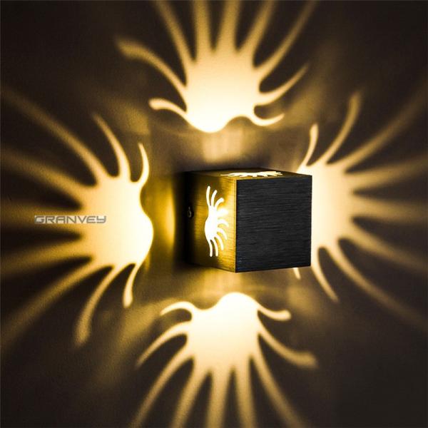 Spiral Square 1W 3W Indoor LED Wall Light Hollow Aluminum RGB Colorful