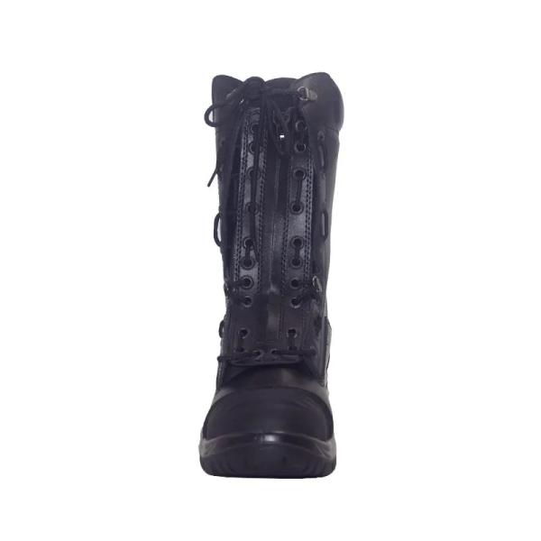 Black Leather Firefighter Boots Heat Insulation Firefighter Boots Steel Toe Reflect Stripe