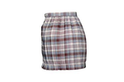 190G Dress & Skirt Women short pleated mini skirt Checked Pattern Elastic Band