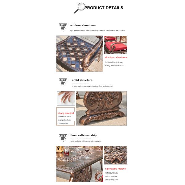 Outdoor Cast Aluminum Table and Chair Furniture Courtyard Balcony Garden Sets Customized