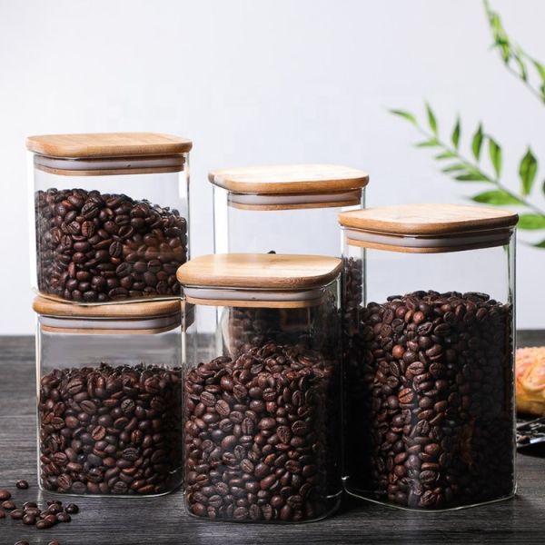 Classic Design Borosilicate Glass Storage Jar Square Food Containers 200ml-2000ml