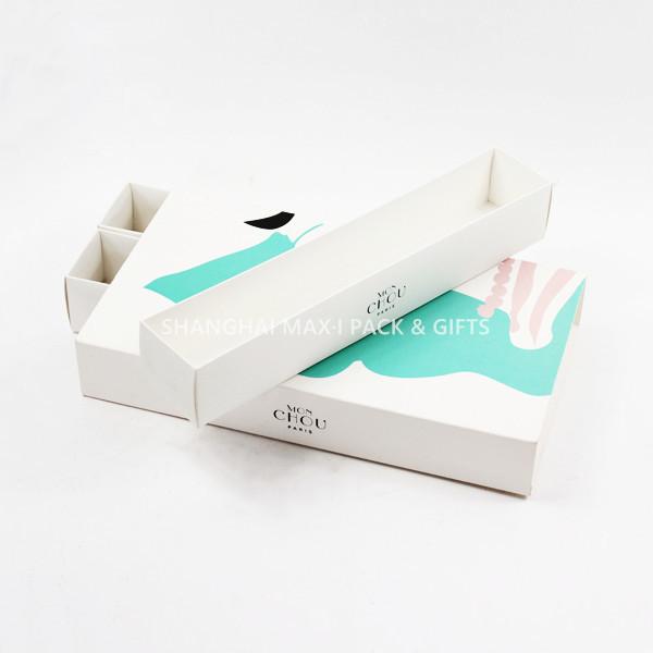 Necklace Drawer Folding Cardboard Gift Boxes , White Foldable Boxes Macarons Cookie Packing