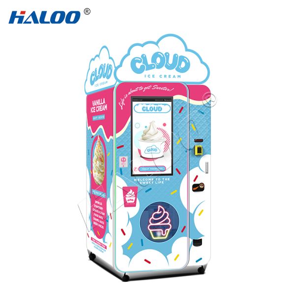 Haloo ice cream vending machines with top light box and worm gear reducer, Embraco 1.5P compressor imported from Brazil