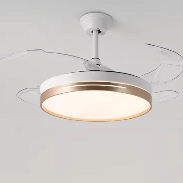 usine de gros moderne 42 pouces rétractable chandelier Ventilateurs de plafond rond Dimmable Led Ventilateur de plafond avec lumière et télécommande pour le salon chambre à coucher