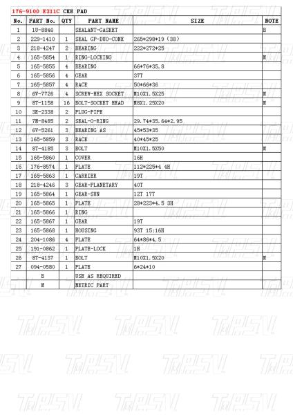 Planetary Reducer 176-9100 E311C Excavator Travel Drive Catalog Varies Depending On Model