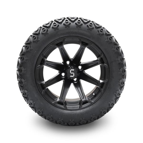 Golf Cart 14'' Matte Black Wheels And 22x10-14 DOT High Profile Tires Including Wheel Nuts and Center Caps