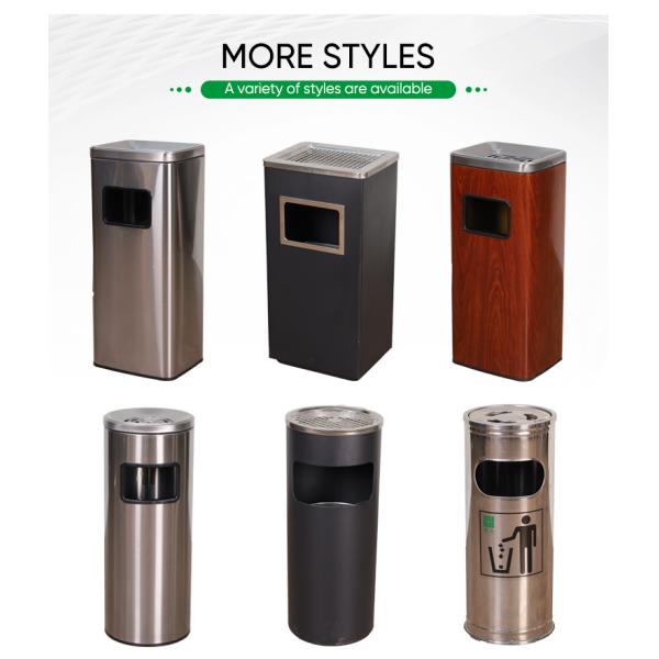 Wholesale Stainless Steel Metal Garbage Can Round Waste Bin Hotel Guestroom For Outdoor Open Top Trash