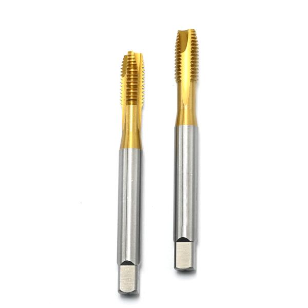 Tap for metric thread for through hole straight flute spiral web thining of chamfer M101.5 M35 TiN coating DIN371