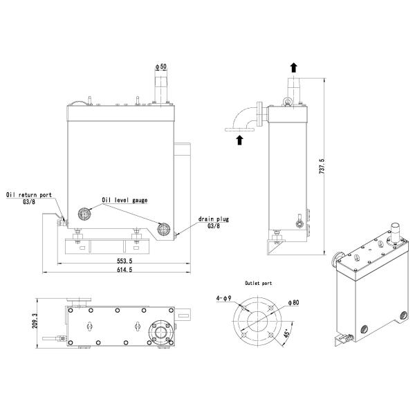 400L/S High Volume BSF120B Oil Mist Filter Rotary Vacuum Pump Oil Mist Eliminator Filter