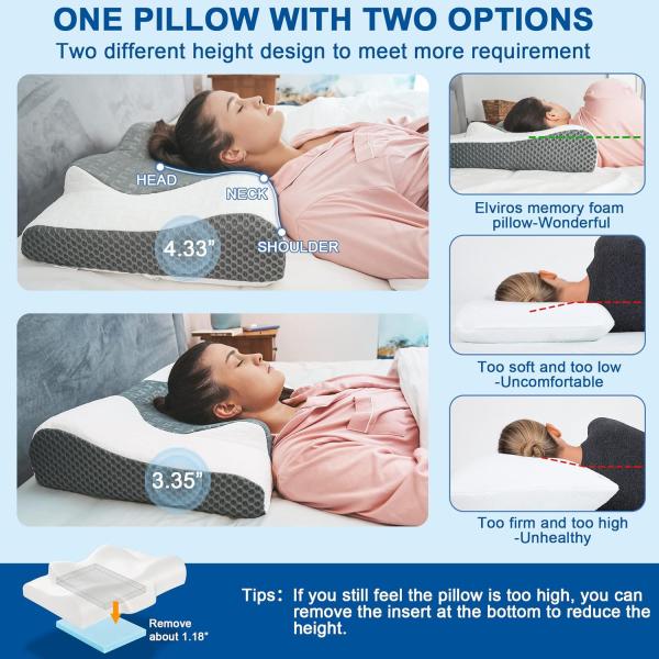 Cervical Memory Foam Pillow 2 in 1 Contour Orthopedic Support Pillows for Neck Pain Customized Color