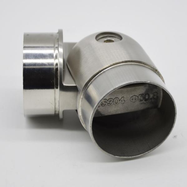 Stainless steel adjustabel tube connector 90 degree, material SS304, finishing satin or mirror, for tube 50.8mm