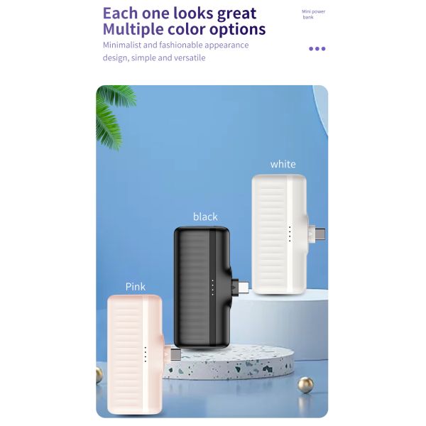 Mini Type C Portable Power Bank Quick Charging 5000mah Power Bank Customized