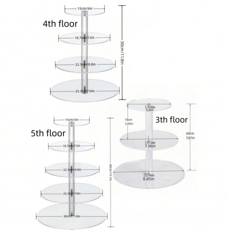 Hot Selling Multi-layer Transparent Round Acrylic Cake Stand Wedding Birthday Party Store Decoration Food Storage Rack
