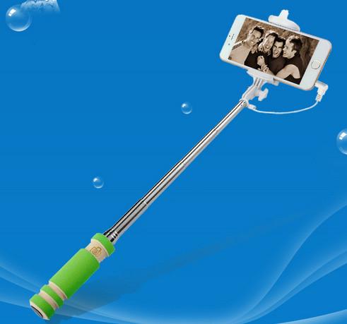 Super Mini Wired Selfie Stick with Groove Folding Clip Colorful Monopod