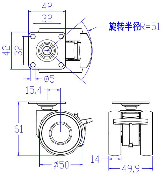 2 Inch (50 mm) Small Heavy Duty Swivel Caster – Universal Heavy‑Load Industrial Trolley Wheel