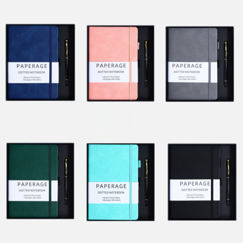 A5 Custom Hardcover Leather Notebook Gift Set, Personalized Corporate Business Gift Set