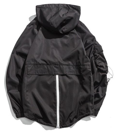 Chic Mens Hooded Zip Up Jackets , Anorak Pocket Nylon Hooded Windbreaker