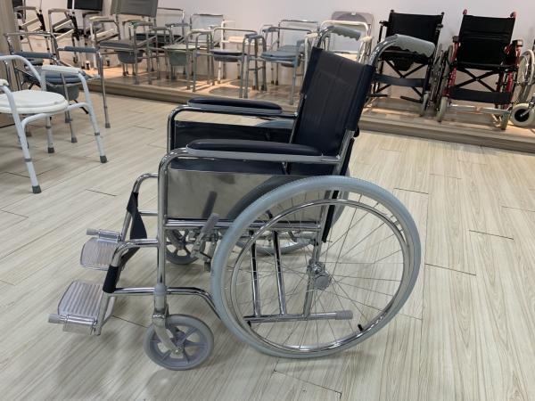 Heavy Duty Folding Steel Wheelchair 20inch Seat Solid Castor 93cm