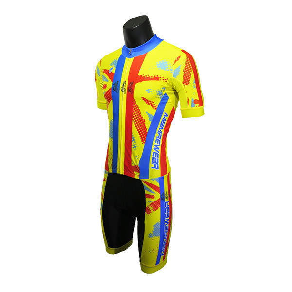 Cool Style Yellow Short Sleeve Trek Cycling Clothing , Mens Cycling Skinsuit