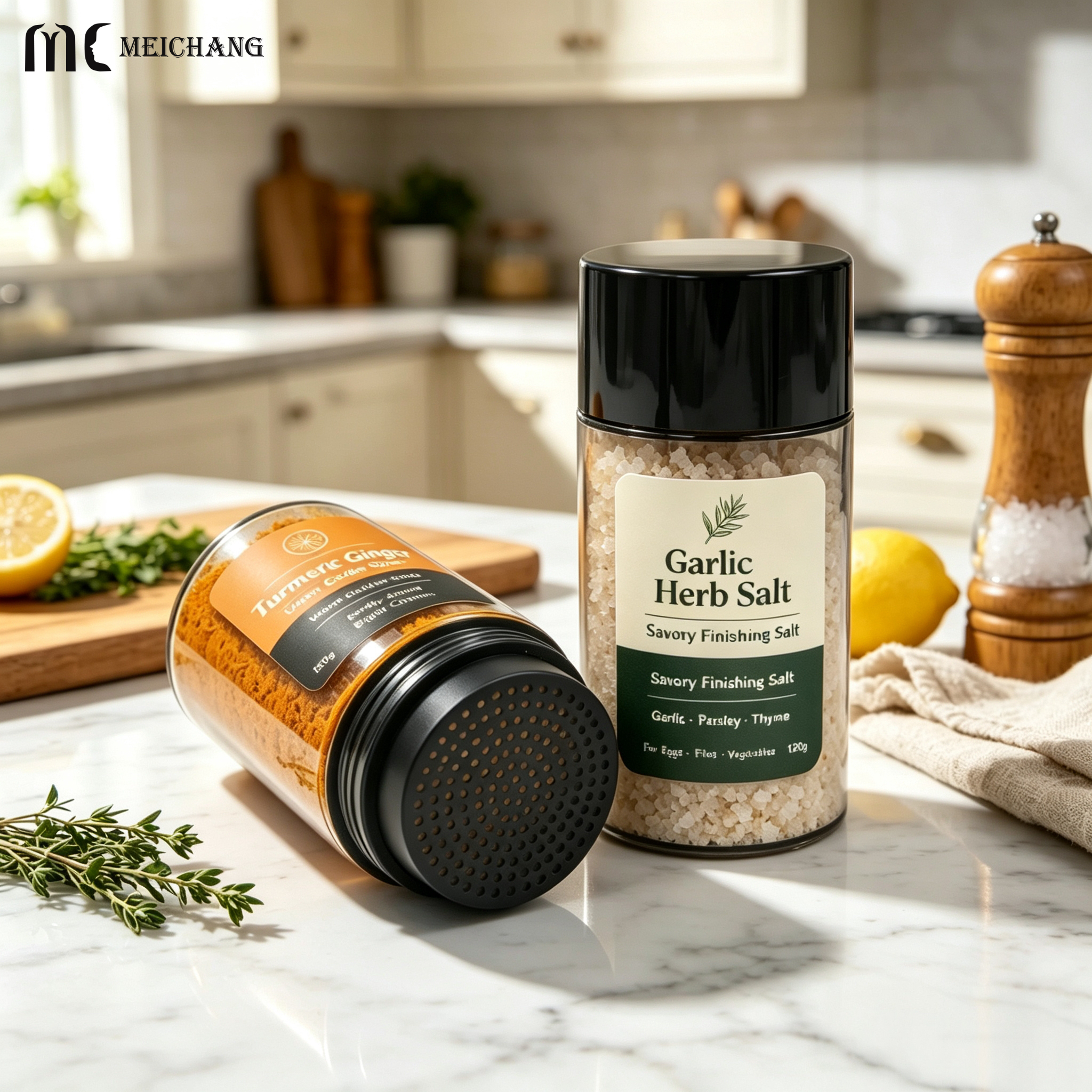100g Plastic Powder Shaker Bottle with Double Cap for Spices & Baking Powders (MC-1511)