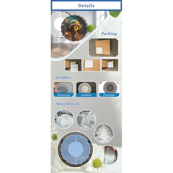 Aluminum Sublimation Wind Spinner for Garden Decoration Outdoor Wind Spinner for Custom Printing DIY Hanging 8inch Spiral Chime