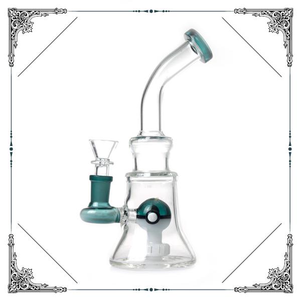 8 Inches Glass Smoking Bubbler With Color Elf Percolator Bongs Beaker Bottom