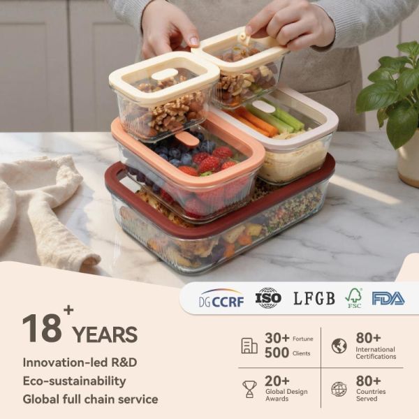IKOO Wholesale Glass Containers for Food Storage Air Tight