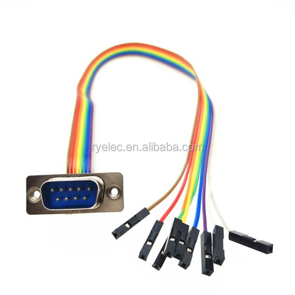 Customized Length 2.54mm Pitch RoHS Certified Flat Ribbon Cable for DB9 Dupont Connector