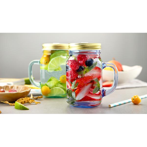 500ml Heat Resistant Thick Colorful Glass Mason Jar Cup
