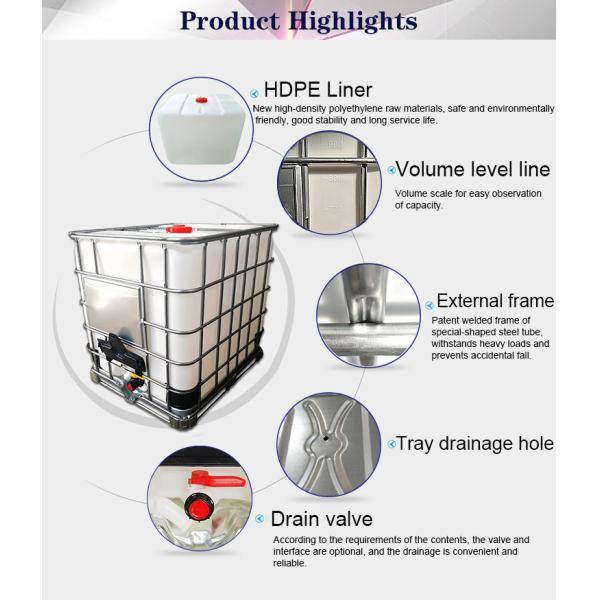 Stone Packing 1150mm HDPE Chemical IBC Tank 1000l ISO9001
