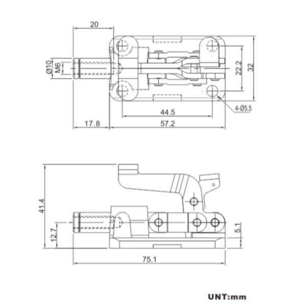 Locking Toggle Clamp 36015-T Forged Base Mounting Hole Diameter 5.5mm
