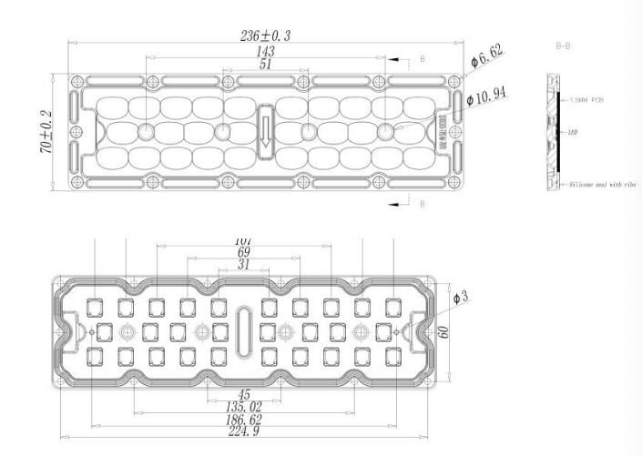 модуль доски PCB СИД 100W 28pcs 7070 SMD для уличных светов