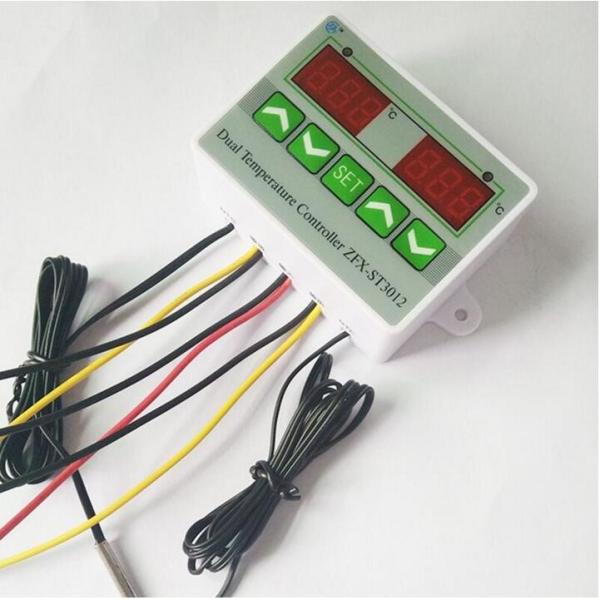 AC 220V 12V 24V Dual Probe Digital LED Dual Thermometer Temperature Controller Thermostat Incubator Control Microcomputer