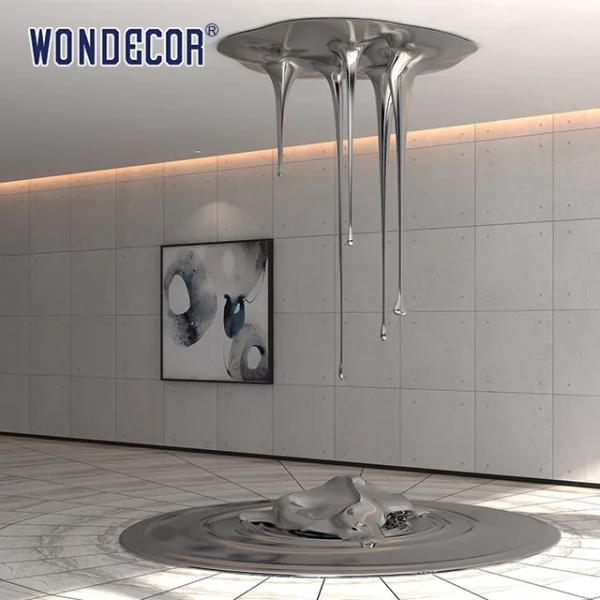 Серебристая скульптура 170cm падения воды скульптуры стены нержавеющей стали