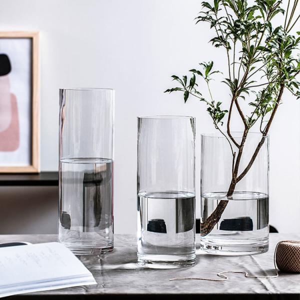 Thick Clear Glass Tall Glass Cylinder Vase for Modern Style Holiday Selection