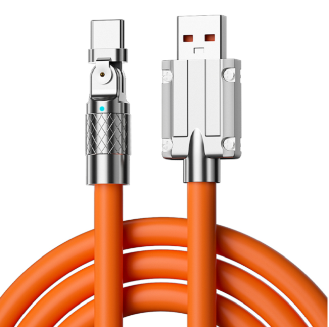 Fast Charging Cable, 4-Core, Rotatable, LED Light, 8 Colors, 1-2M