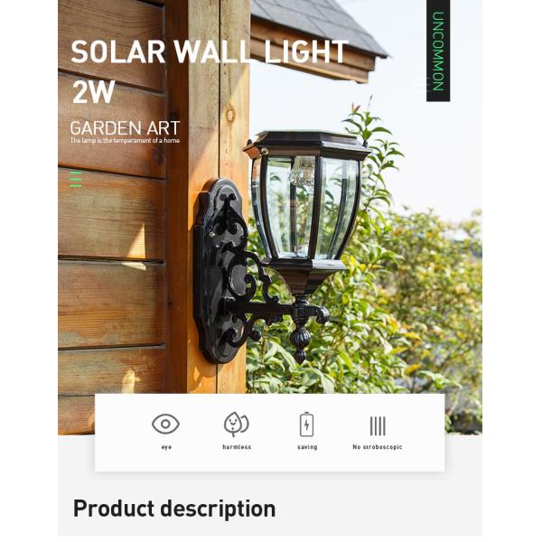 Aluminum Outside Wall Mounted Solar Light IP55 Waterproof 1W 1.2W 2W