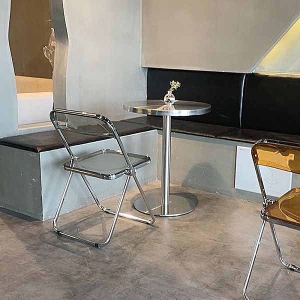 Minimalist Outdoor Leisure Stainless Steel Small Round Table Bar Dining Restaurant Table