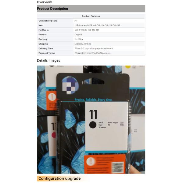 HP 11 Print Head C4810A C4811A C4812A C4813A for HP 100 110 111 500 510 800 813 850 Print Head 11xl Print Head Genuine Goods