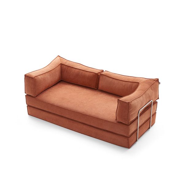 Modern Compression Sofa Bed Set Fabric Sectional Modular Design Stainless Steel Legs Square Shape Sponge Vacuum Packed Villa