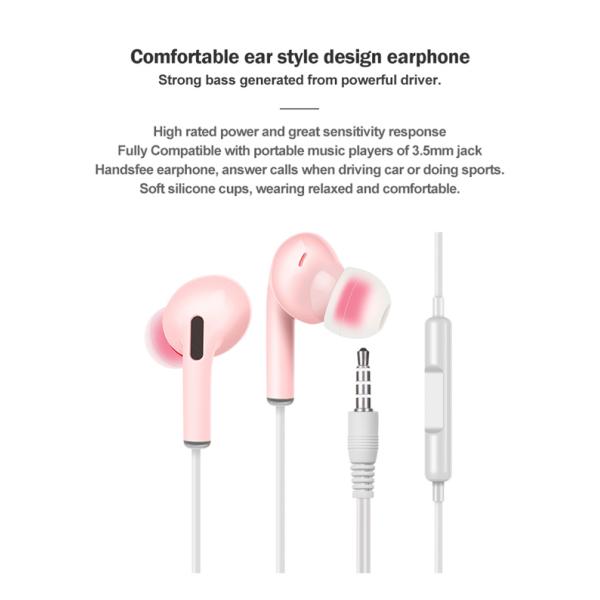 Plastic Round Cable Noise Cancelling Wired Earphones IPX2 Waterproof
